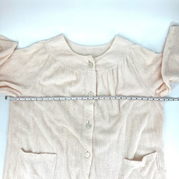 VTG Womens Peach Chenille Button Up ¾ Sleeve House Coat Robe Size 2XL **READ** - Picture 3 of 6